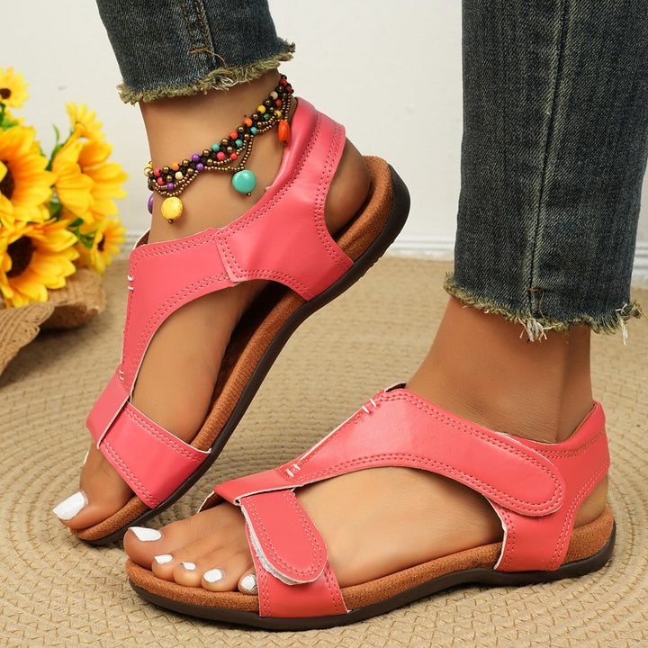 Damen Bequeme Leichte Zehensandalen mit Gepolstertem Fußbett Drune