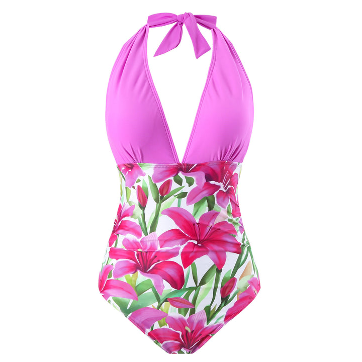 Damen Badeanzug mit floralem Design und modischem Überrock Drune