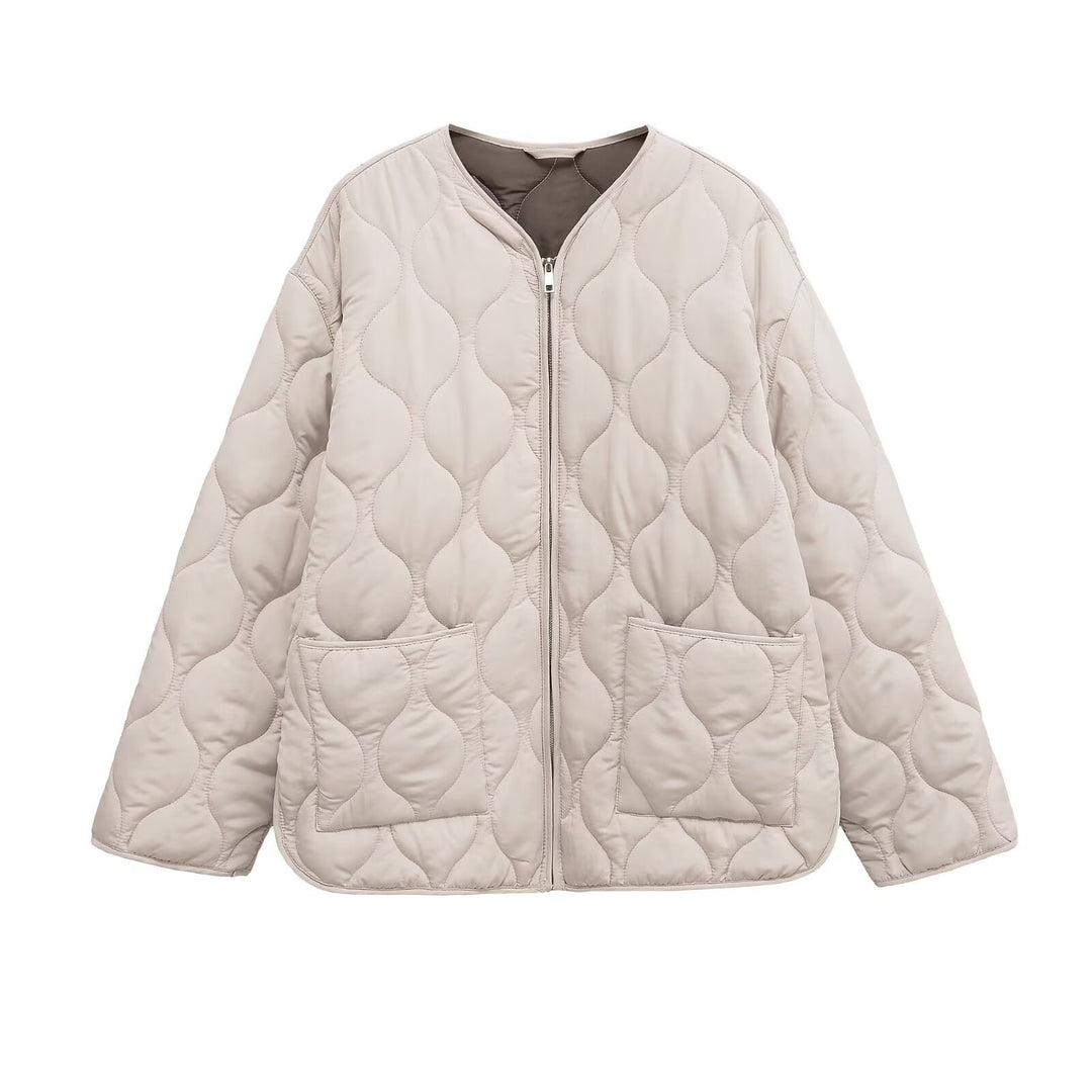 Damen gestepptes Übergangsjacke mit seitlichen Taschen und modernem Schnitt Drune