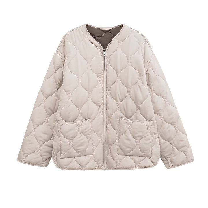 Damen gestepptes Übergangsjacke mit seitlichen Taschen und modernem Schnitt Drune