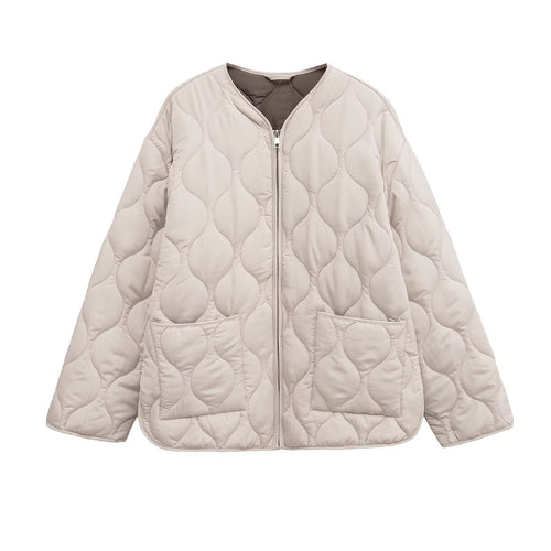 Damen gestepptes Übergangsjacke mit seitlichen Taschen und modernem Schnitt Drune
