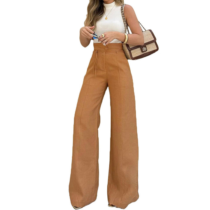 Damen Weite Palazzo-Hosen mit eleganter Bundfalten-Detail Drune