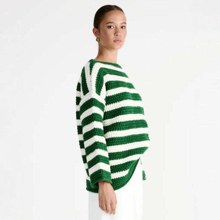 Damen lässiger Oversize-Pullover mit Streifenmuster Drune