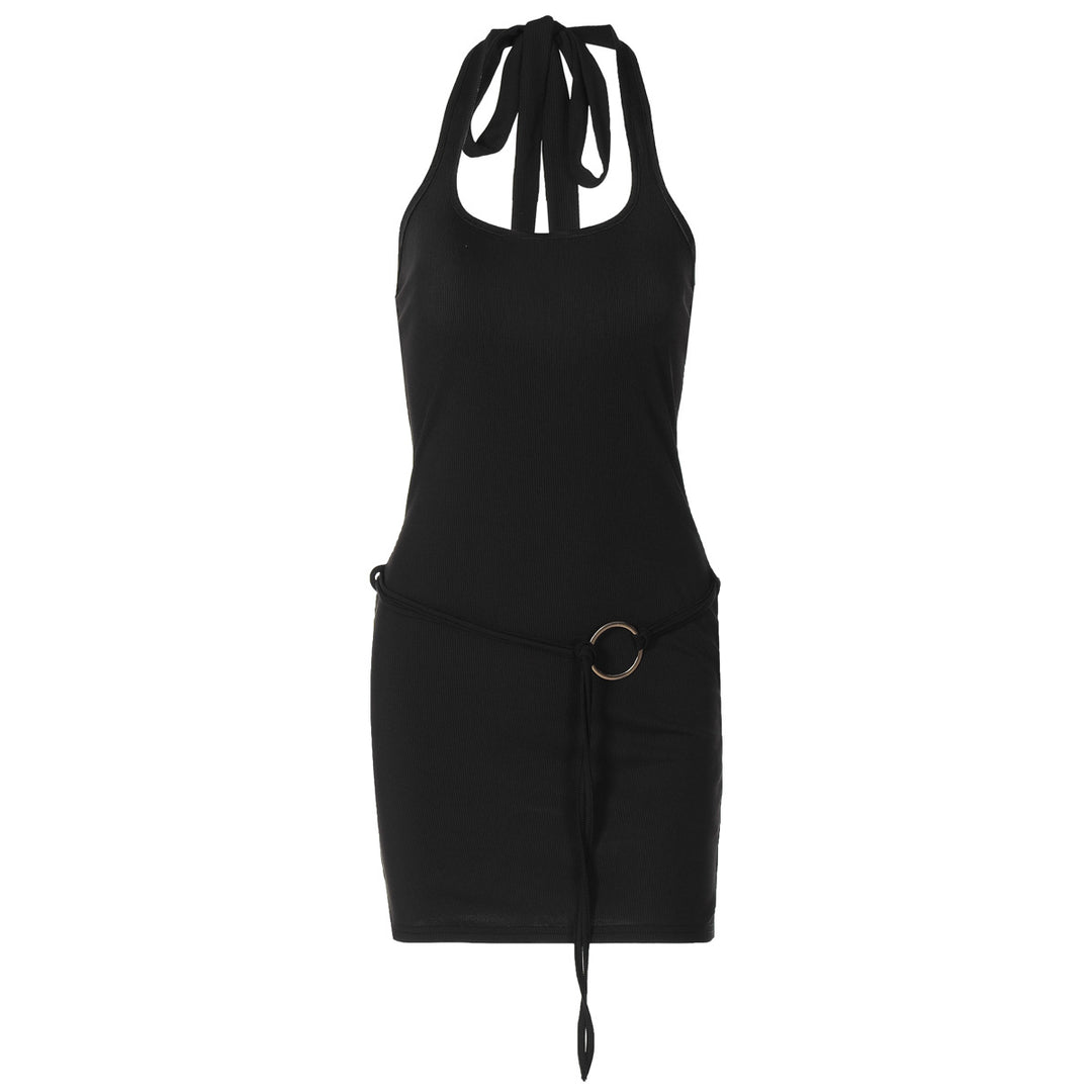 Damen Mini-Kleid mit verstellbarem Bund und lässigem Rückenausschnitt Drune
