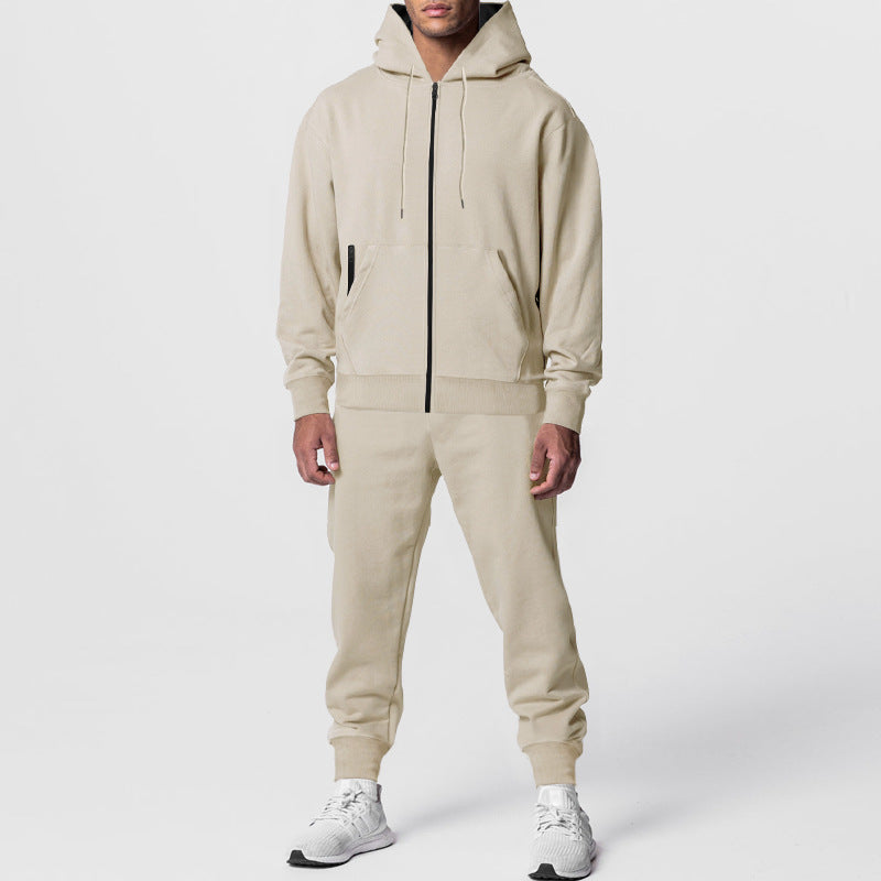 Herren nan zweiteiliges Trainingsset mit Reißverschluss-Kapuzenjacke und tapered Jogginghose Drune