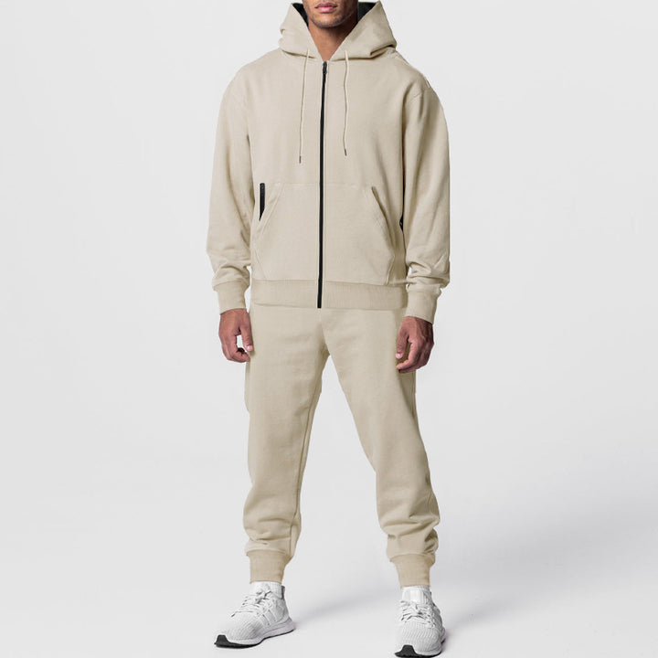 Herren nan zweiteiliges Trainingsset mit Reißverschluss-Kapuzenjacke und tapered Jogginghose Drune