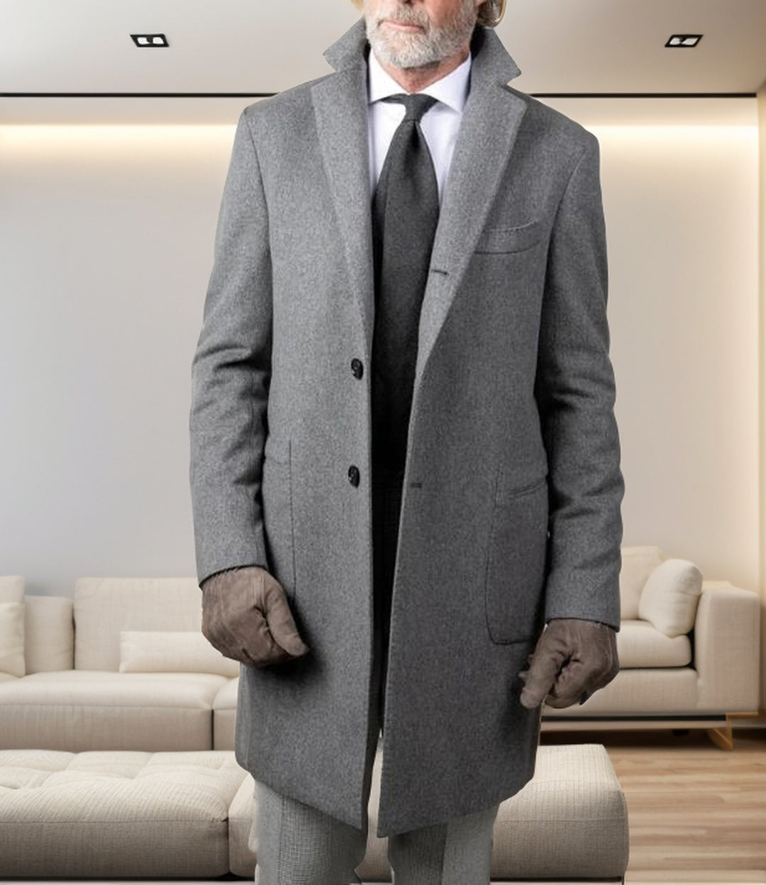 Herren eleganter, langer Wollblazer Drune