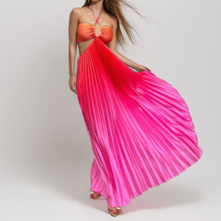 Damen Maxikleid mit Cut-Out-Details und Plisseefalten Drune