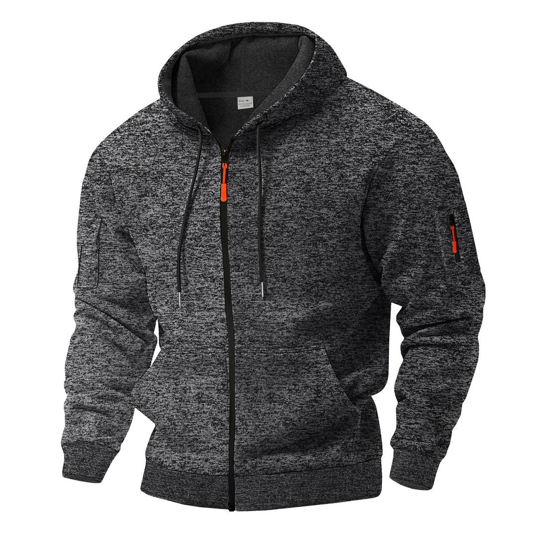 Herren sportlicher Kapuzenpullover mit atmungsaktiver Struktur und farblich abgesetzten Reißverschluss-Details Drune