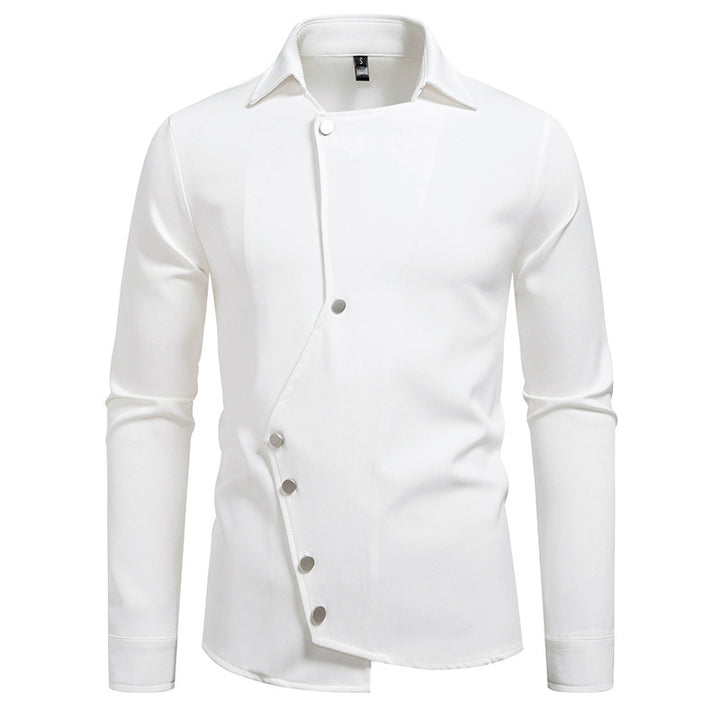 Herren Hemd mit asymmetrischem Knopfdesign und modernem Kragen Drune