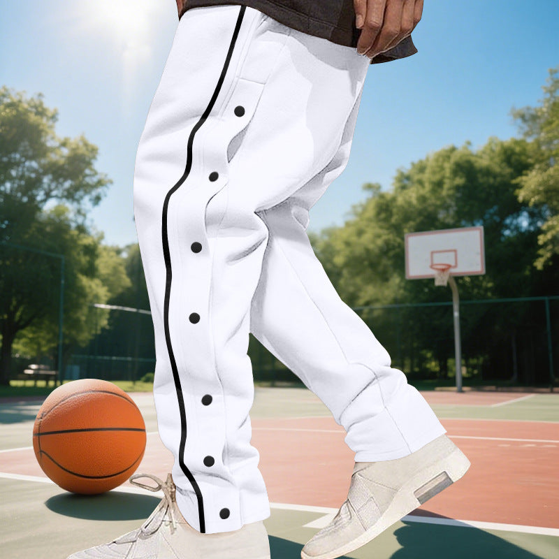 Herren Sportliche Jogginghose mit seitlichen Druckknöpfen und elastischem Bund Drune