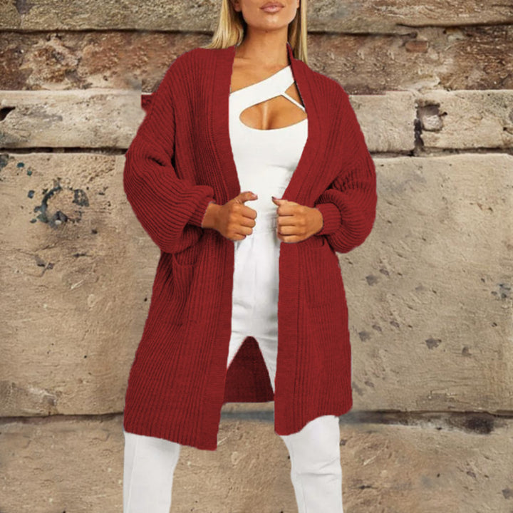 Damen Strickcardigan mit tiefem Schnitt und praktischen Taschen Drune