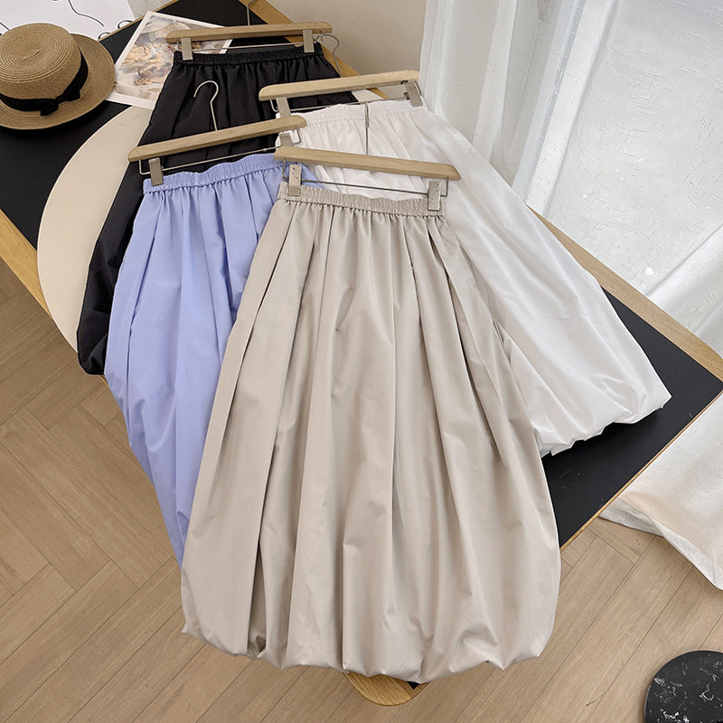 Damen Eleganter Midirock mit elastischem Bund und voluminösem Schnitt Drune