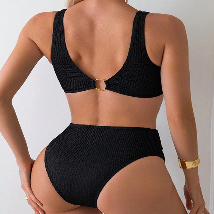 Damen Sportliches Bikini-Set mit hoch geschnittenem Slip und aufregendem Ringdetail Drune