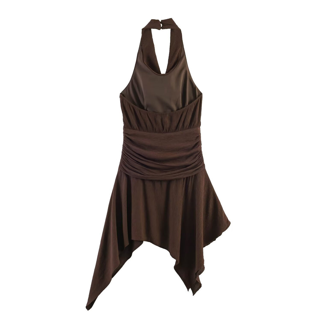 Damen asymmetrisches Kleid mit eleganter Drapierung Drune