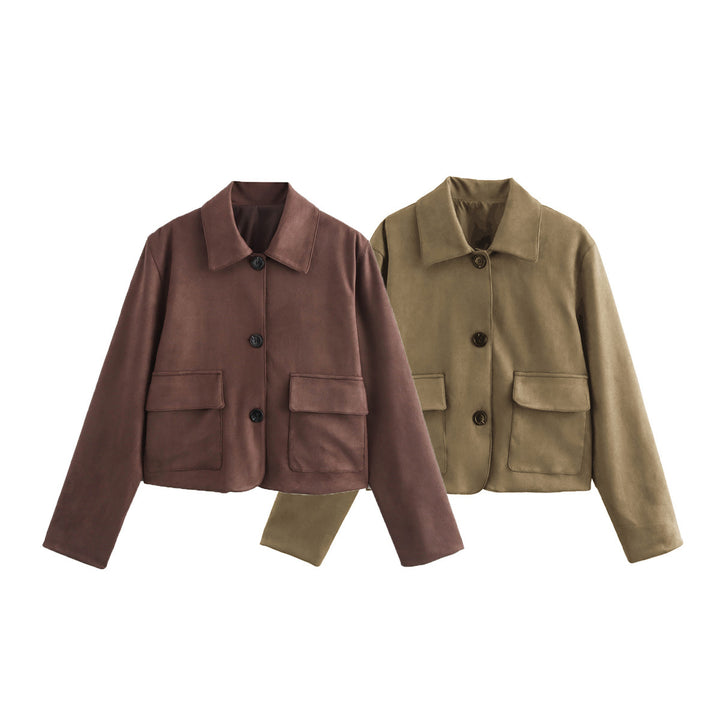 Damen modische und hochqualitative Übergangsjacke mit großen aufgesetzten Taschen Drune