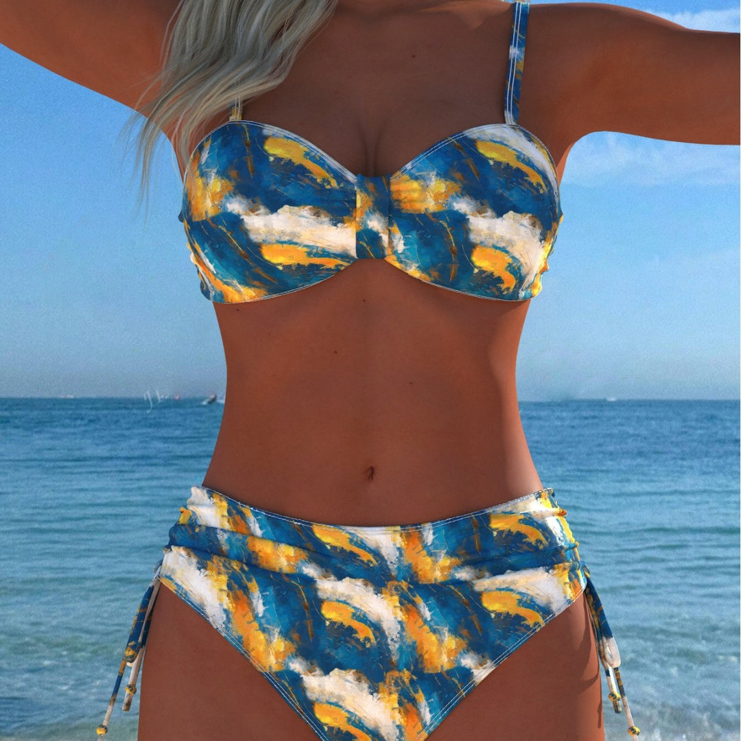 Damen Bikini-Set mit floralem Leopardenmuster und komfortablem Schnitt Drune