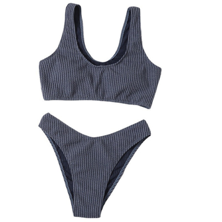 Damen Hochtailliertes Bikini-Set mit cropped Oberteil und rippierter Textur Drune