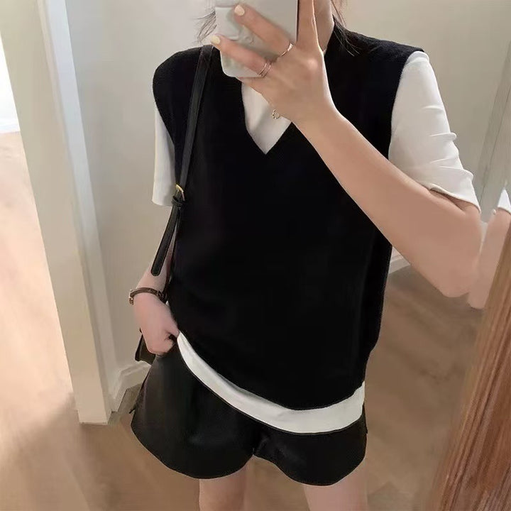 Damen modischer Pullover mit V-Ausschnitt und lockerem Schnitt Drune
