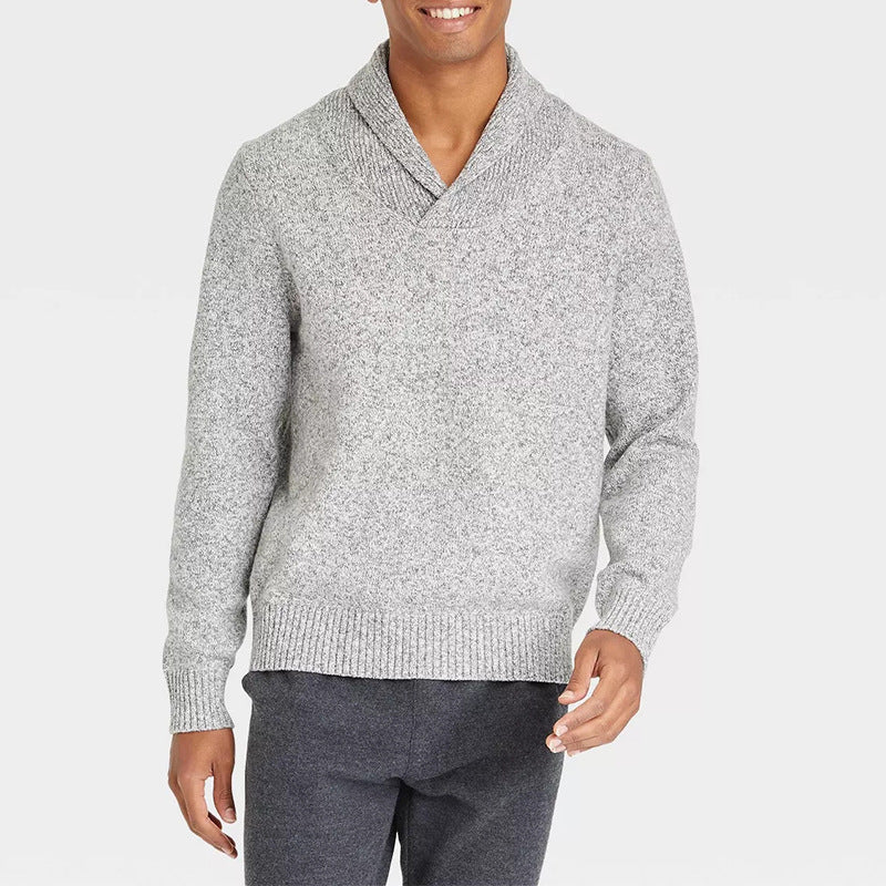 Herren Pullover mit Schalkragen und filigranem Rippdesign Drune