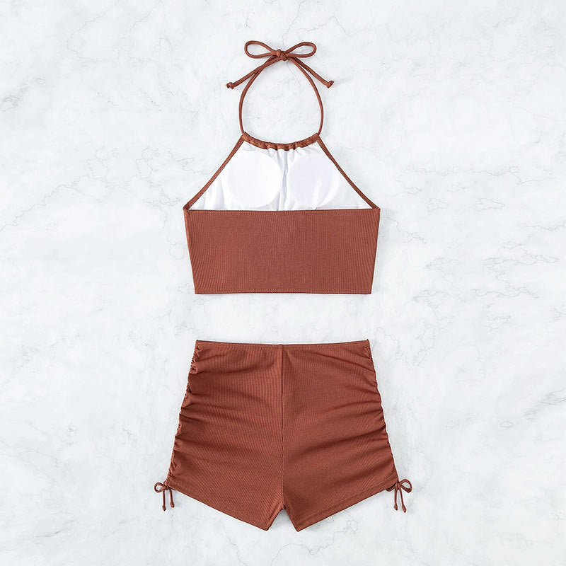 Damen Sportlicher Bikiniset mit raffiniertem Wickeldesign und verstellbaren Trägern Drune