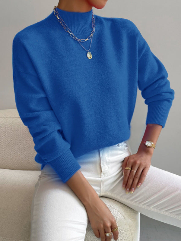 Damen Pullover mit hohem Kragen und weichem Material Drune