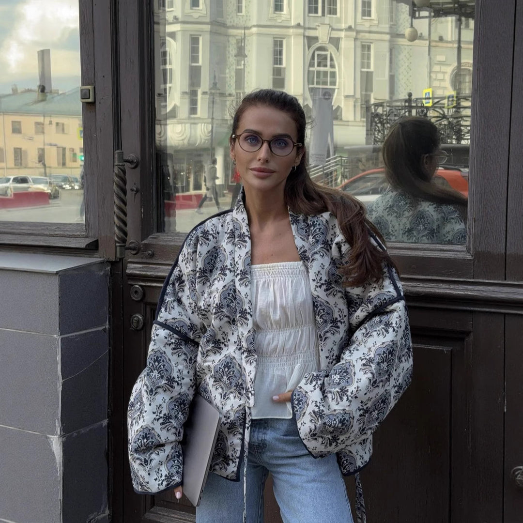 Damen elegante gestepptes Kimono-Jacke Drune