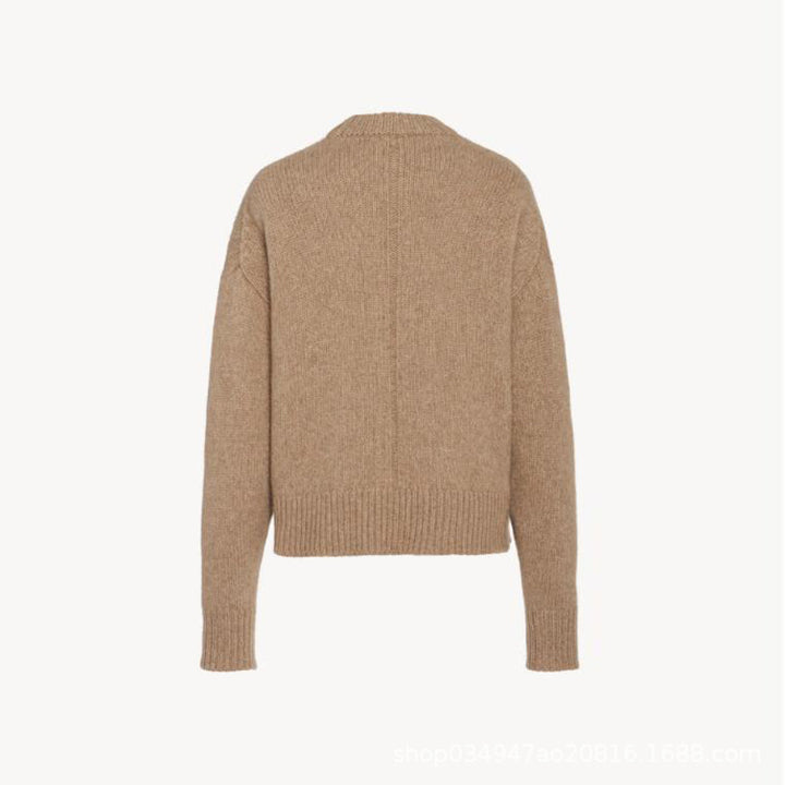 Damen modischer Grobstrickpullover mit überlangen Ärmeln Drune