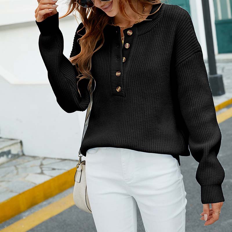 Drune | Einfarbiger Strickpullover Mit Feinem Strick