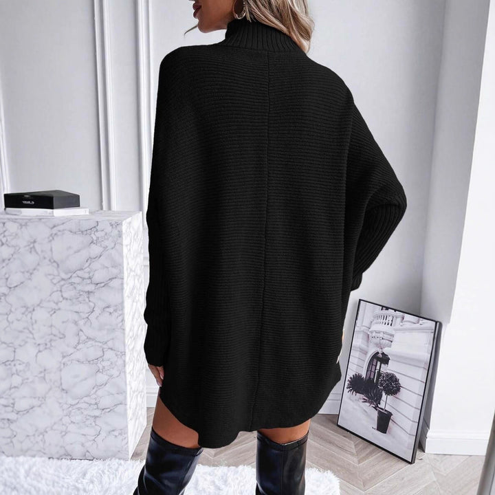 Damen Modischer Oversized Pullover mit hochgeschlossenem Kragen Drune