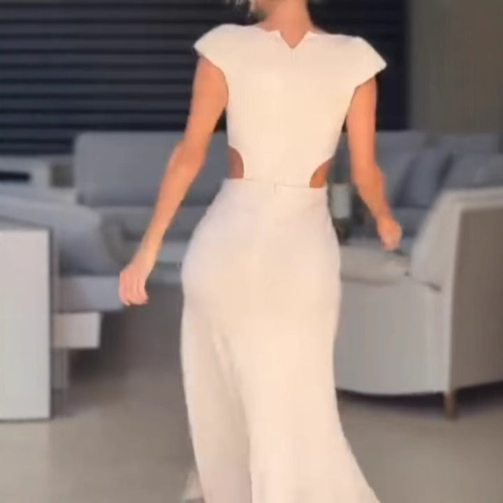 Damen Maxikleid mit femininem Wickeldesign und dekorativem Blumendetail Drune