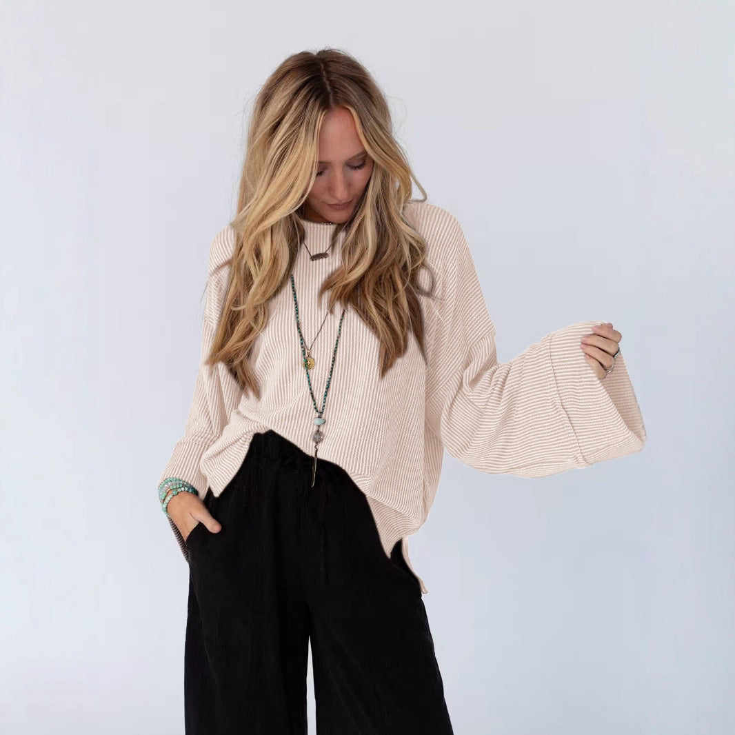 Damen lässiges Oversize-T-Shirt mit strukturiertem Muster Drune