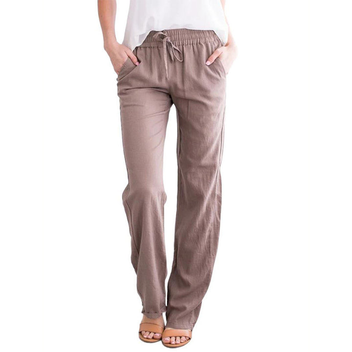 Damen Weite Leinenhose mit elastischem Bund und praktischen Seitentaschen Drune