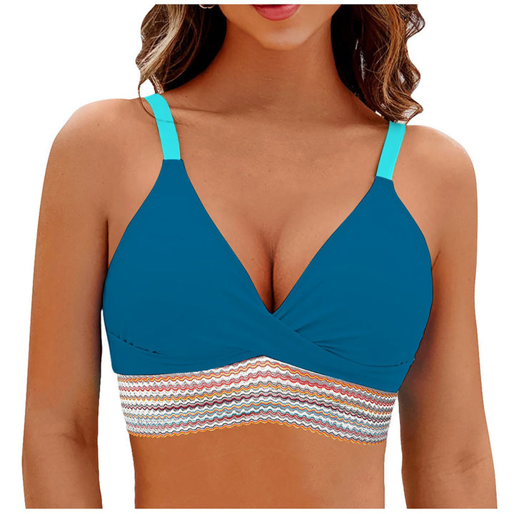 Damen Wickel-Bikini-Oberteil mit modischem Muster Drune