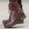 Damen nan knöchelhohe Schnürstiefel mit Velourskragen, dekorativer Schnalle und dämpfender Profilsohle Drune