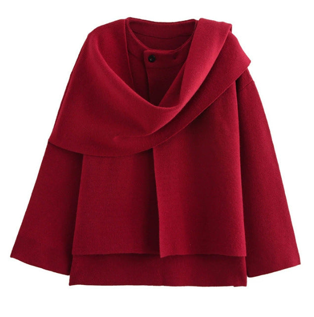Damen elegant geschnittene Überjacke mit Rollkragen Drune