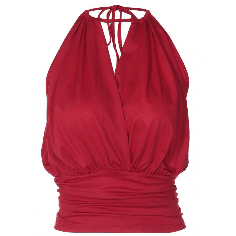 Damen Elegantes Spaghetti-Trägertop mit raffiniertem Faltenwurf Drune
