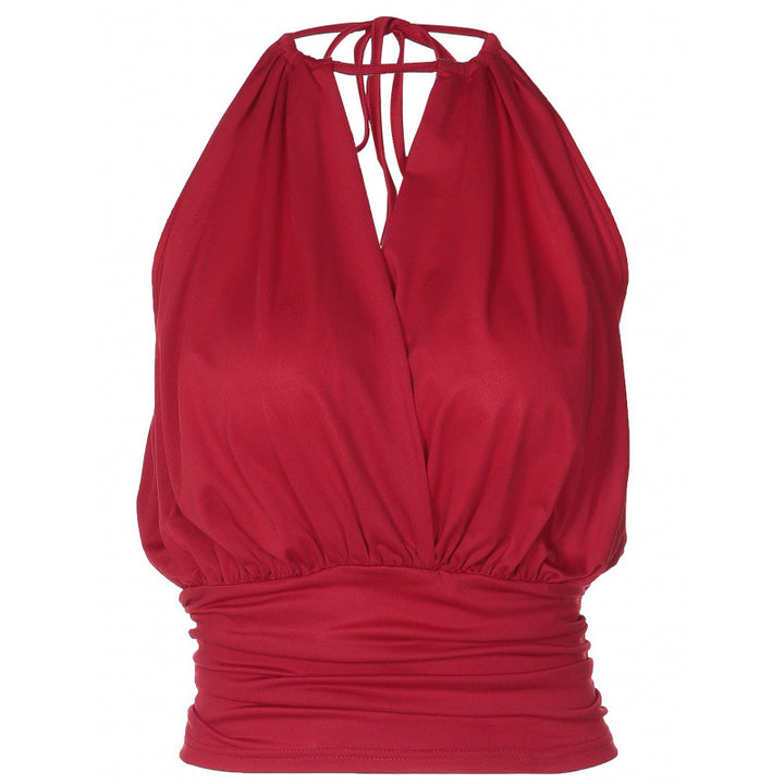 Damen Elegantes Spaghetti-Trägertop mit raffiniertem Faltenwurf Drune