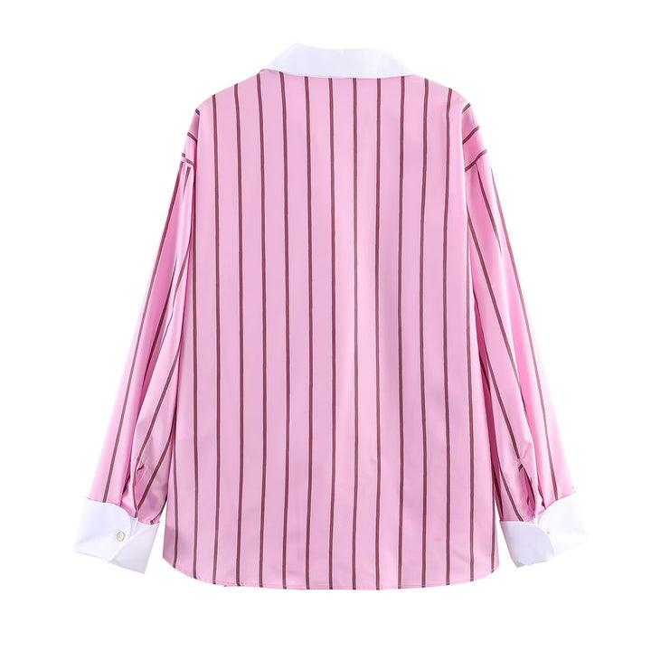 Damen nan oversized Hemd mit Kontrastkragen und Manschetten Drune