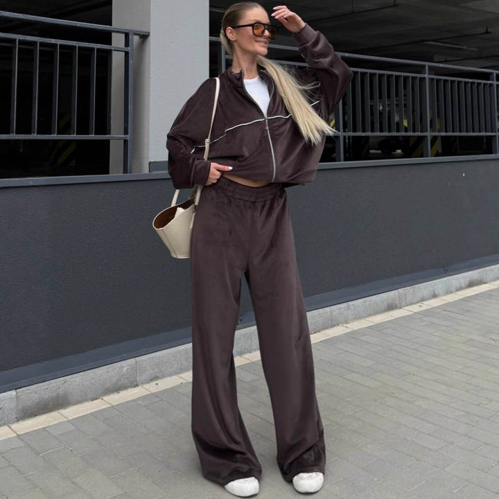Damen Softes Relaxed-Fleece-Set mit hohem Bund Drune
