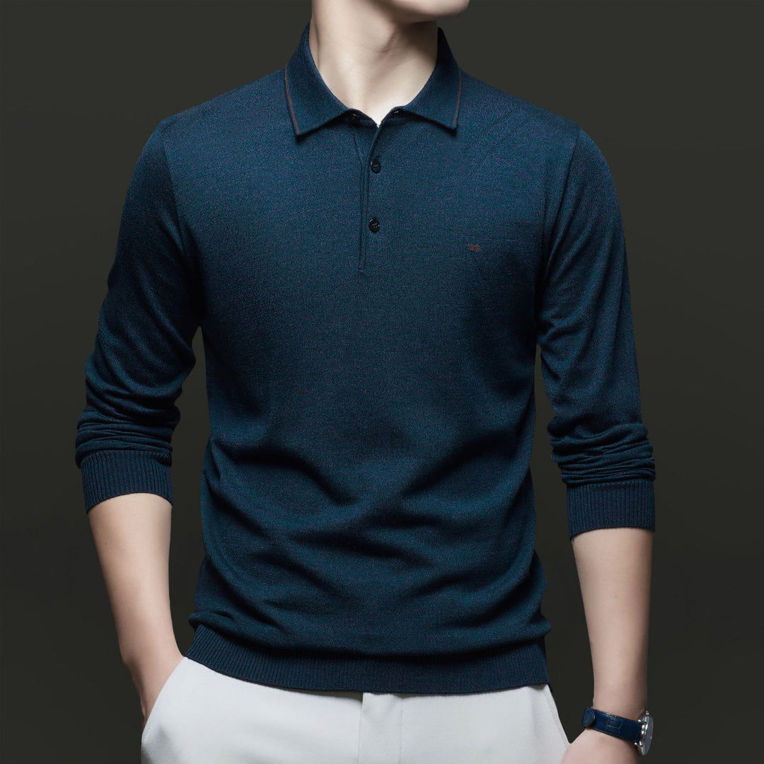 Herren Pullover mit poloartigem Kragen und modernen Akzenten Drune