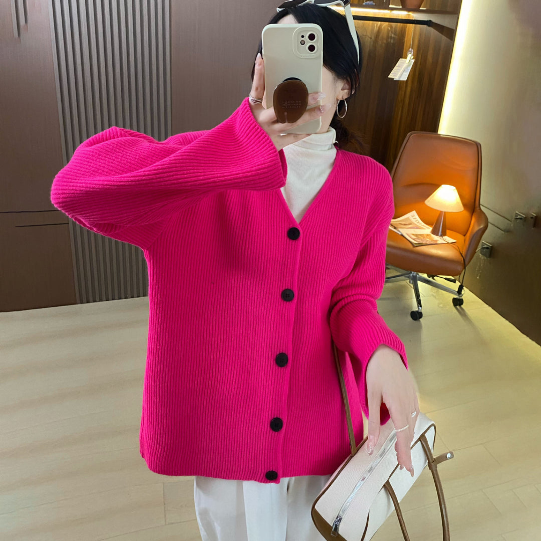 Damen Grobstrickjacke mit lässigem Schnitt und tiefen Ärmeln Drune
