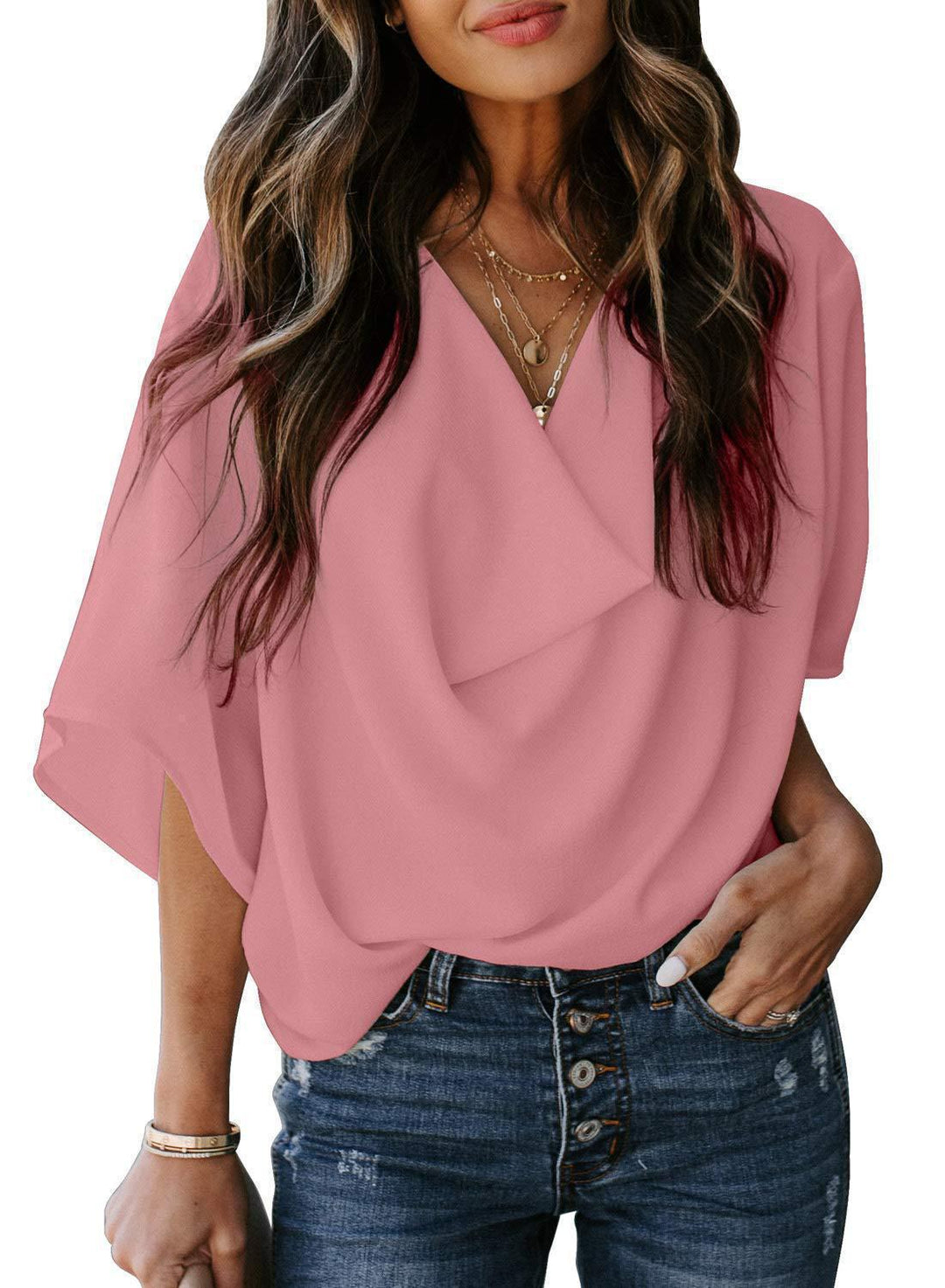 Damen Elegante Wickelbluse mit lässigem Schnitt Drune