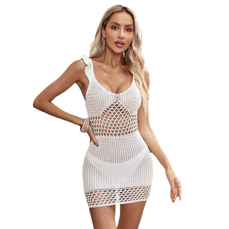 Damen gehäkeltes Strandkleid mit einzigartiger Netzstruktur Drune