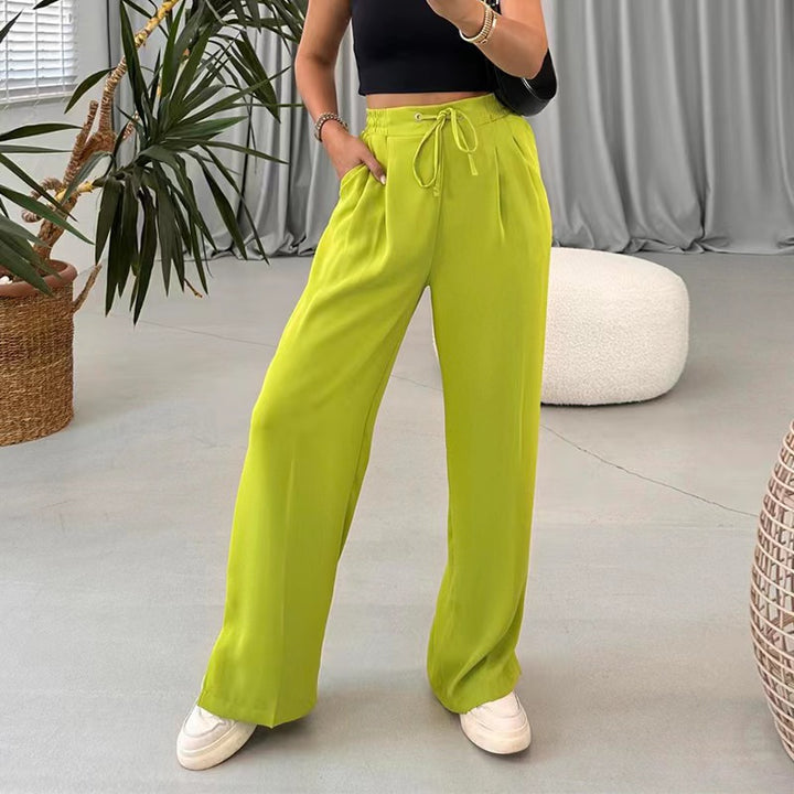 Damen Weite Freizeithose mit elastischem Bund und verstellbarem Kordelzug Drune