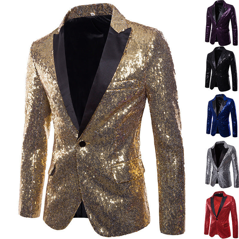 Herren glamouröser Pailletten Blazer Drune