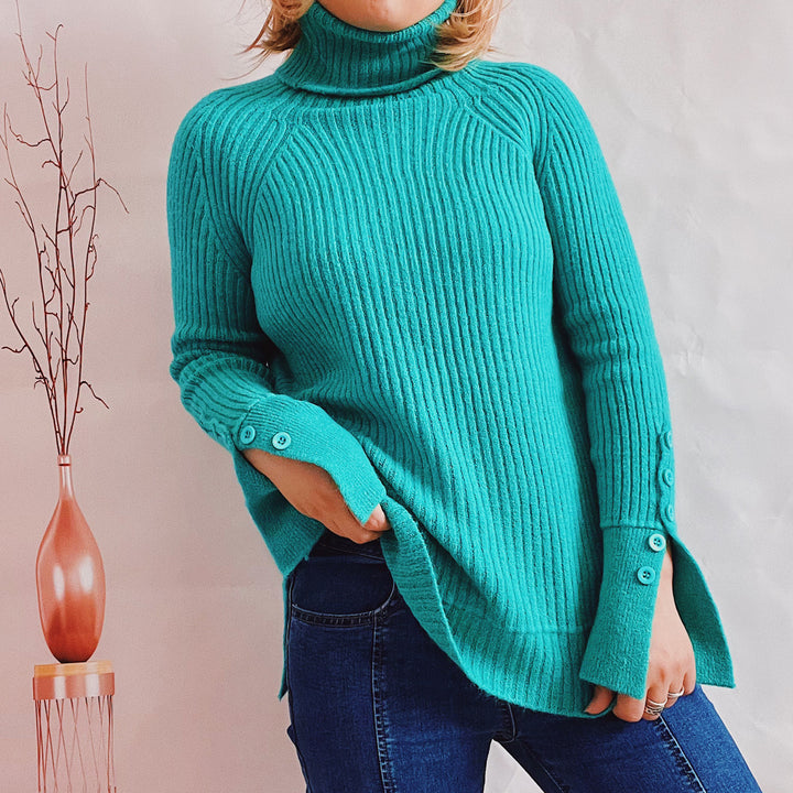 Damen Ribbed Rollkragenpullover mit elegantem Schnitt Drune