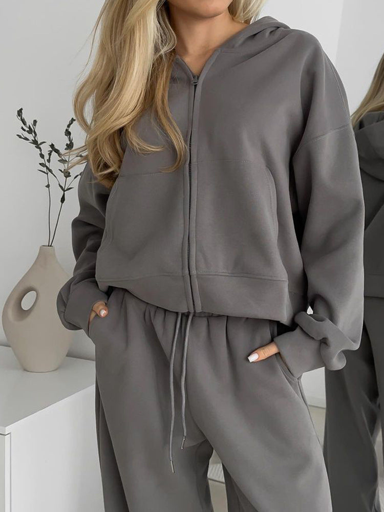 Damen lässiger Kapuzenpullover mit hochwertigem Reißverschluss Drune