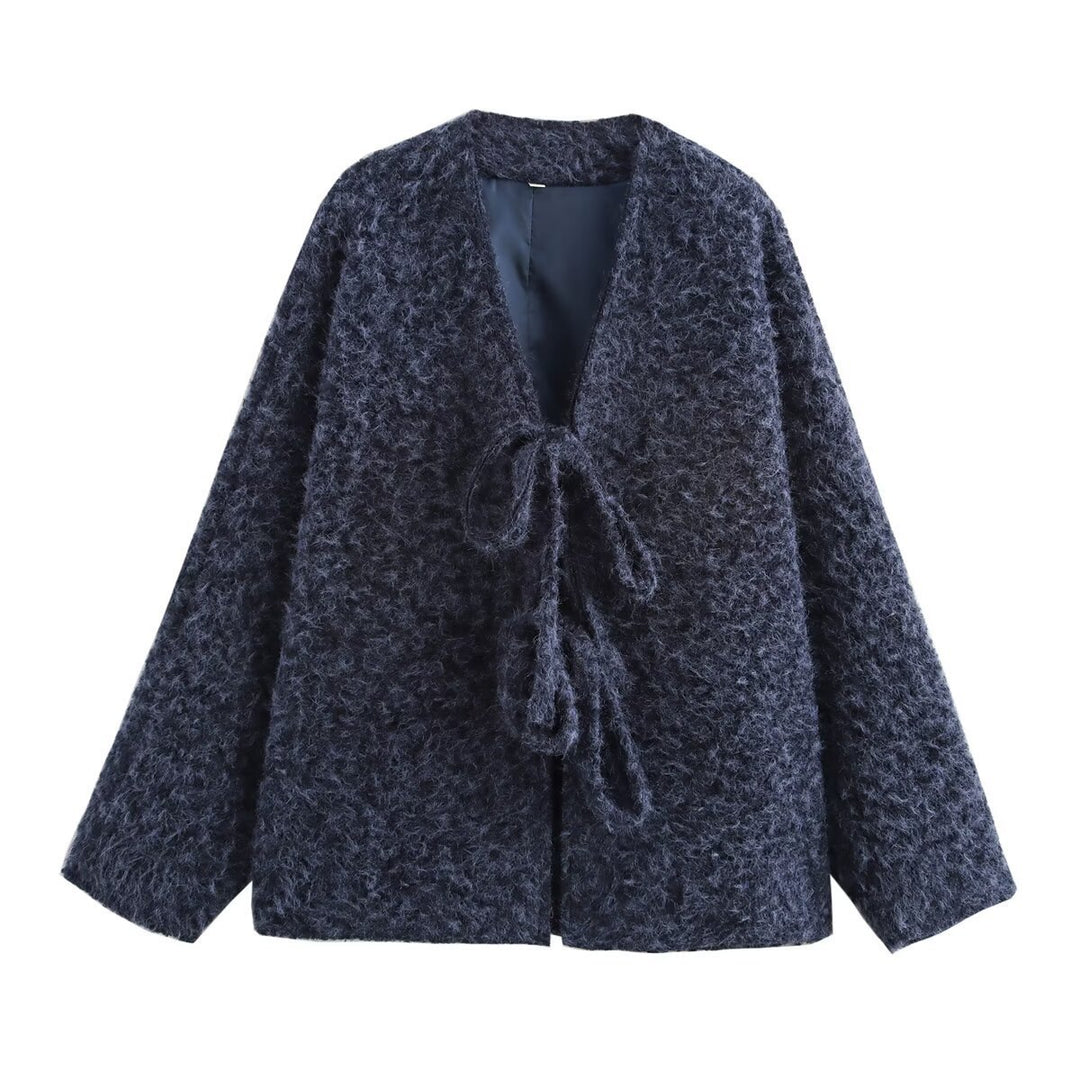 Damen Kuschelige Oversized Weste mit Bindebändern und anschmiegsamem Material Drune