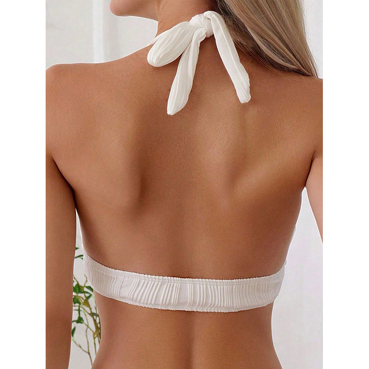 Damen Plisseebikini-Top mit tiefem V-Ausschnitt Drune